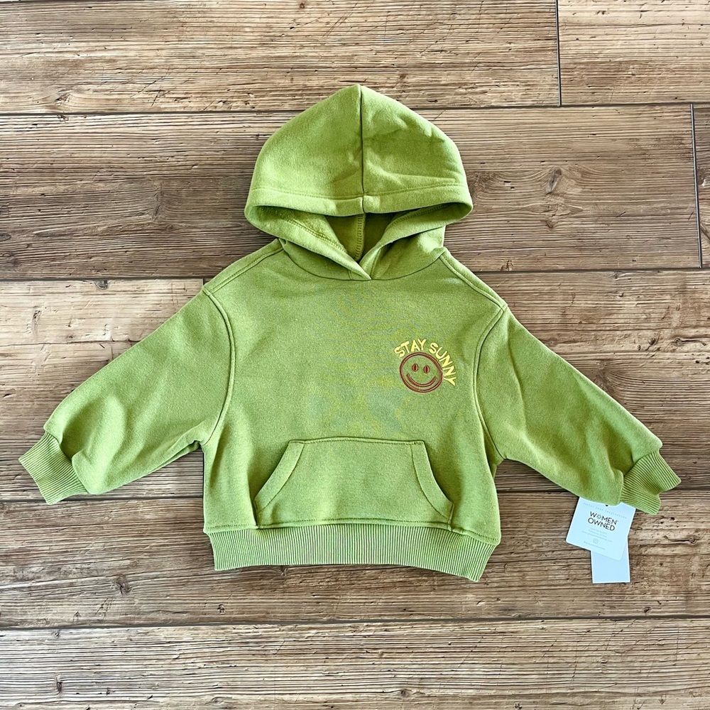 Kids Green 'Stay Sunny' Hooded Pullover Sweatshirt